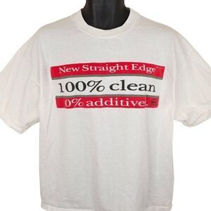 Vintage Straight Edge T Shirt Mens Size XL White 90s Drug Free Sober Punk